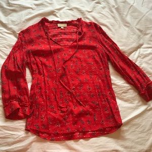 Red flowery blouse from ModCloth
